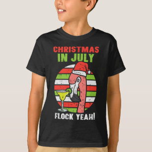 Camiseta Flamingo Rebanho Sim Natal Em Julho Retro Verão