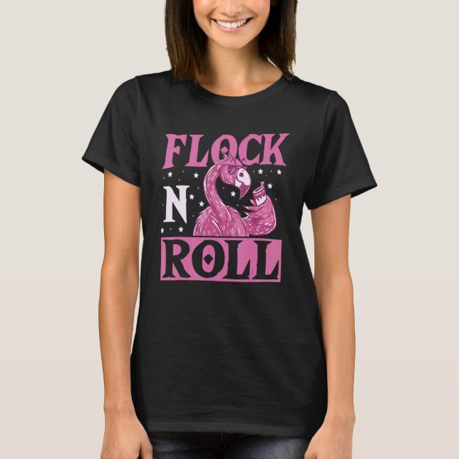 Camiseta Flamingo Rock and Roll (Frente)