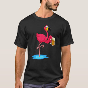 Camiseta Flamingo Rosa Bebendo Cerveja  Bebedor Vibrações d