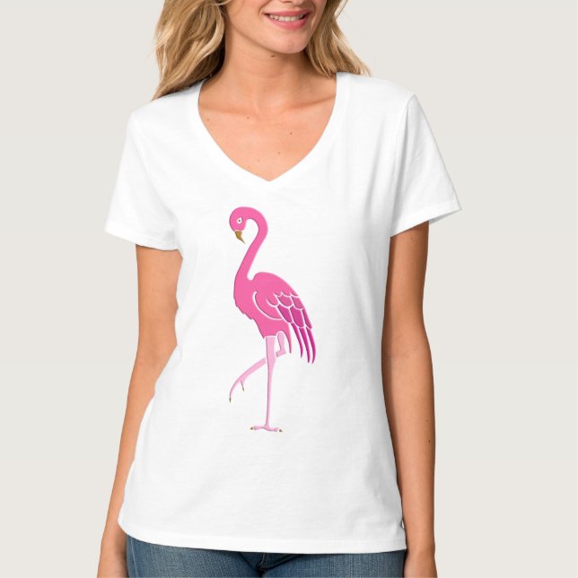 Camiseta Flamingo rosa bonito na Fúchsia (Frente)