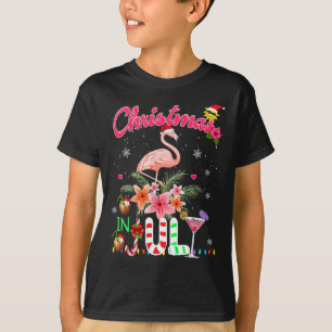 Camiseta Flamingo Rosa Divertido No Natal Do Papai Noel Em