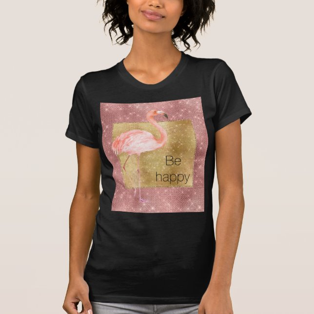 Camiseta Flamingo Rosa Dourado (Frente)