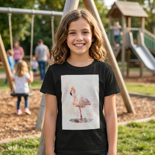 Camiseta Flamingo Rosa Elegante em Aquarela