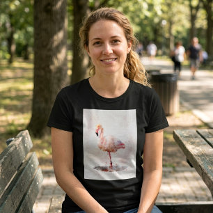 Camiseta Flamingo Rosa em Pé - Aquarela – 01