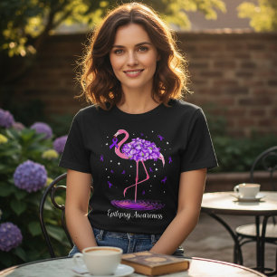 Camiseta Flamingo Rosa Fita Roxa Conscientização
