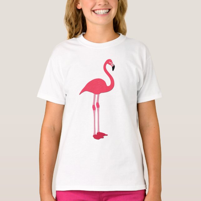 Camiseta Flamingo Rosa Kids Branco (Frente)