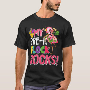 Camiseta Flamingo Rosa Meu Pré K Bloqueio Professores De Vo