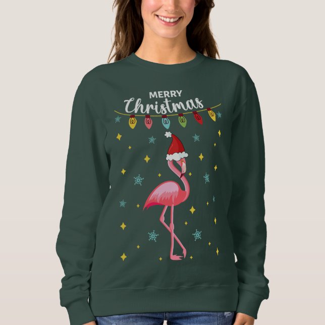Camiseta Flamingo Rosa Natal Tropical (Frente)