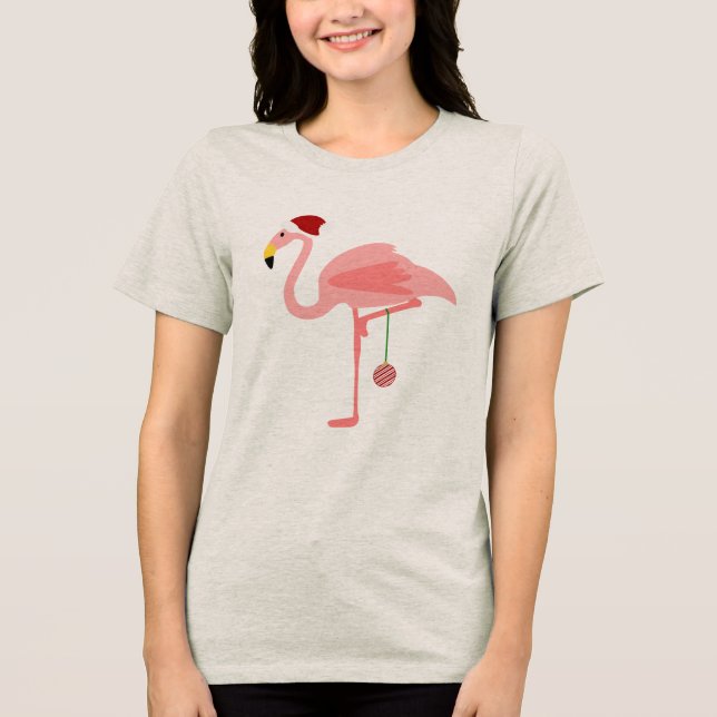 Camiseta flamingo rosa-natalino (Frente)