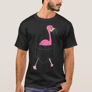 Camiseta Flamingo Rosa No Bolso Flamingo Em Pocket Fla