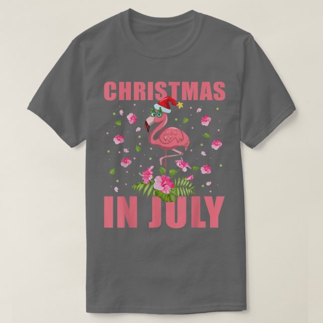 Camiseta Flamingo rosa no Natal de Santa Hat no presente de (Frente do Design)