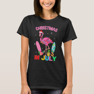 Camiseta Flamingo Rosa No Natal Do Papai Noel Em Julho Gir