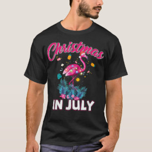 Camiseta Flamingo rosa no Natal do Papai Noel em julho para