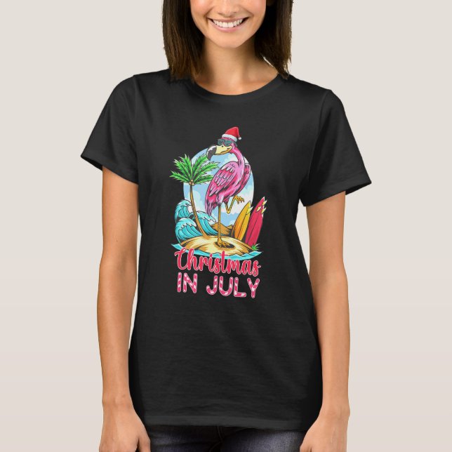 Camiseta Flamingo Rosa No Natal Em Julho (Frente)