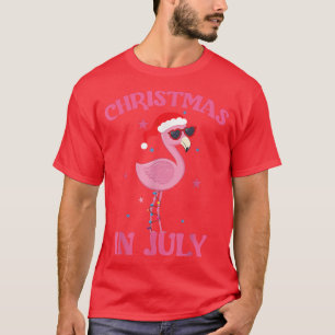 Camiseta Flamingo rosa no Natal em Papai Noel, garota de ju
