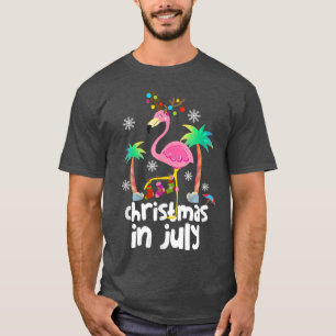 Camiseta Flamingo Rosa No Natal No Natal, Garota De Julho