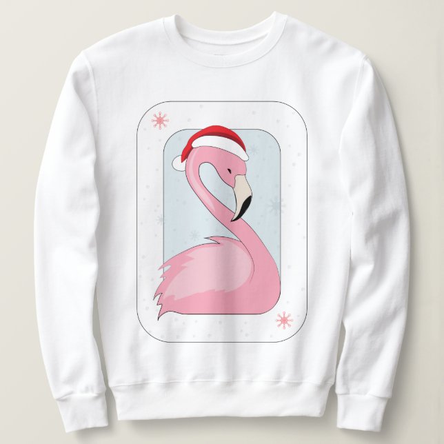 Camiseta Flamingo rosa no Santa Hat (Frente do Design)