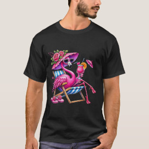 Camiseta Flamingo Rosa Palmeira Praia Tropical Verão Férias