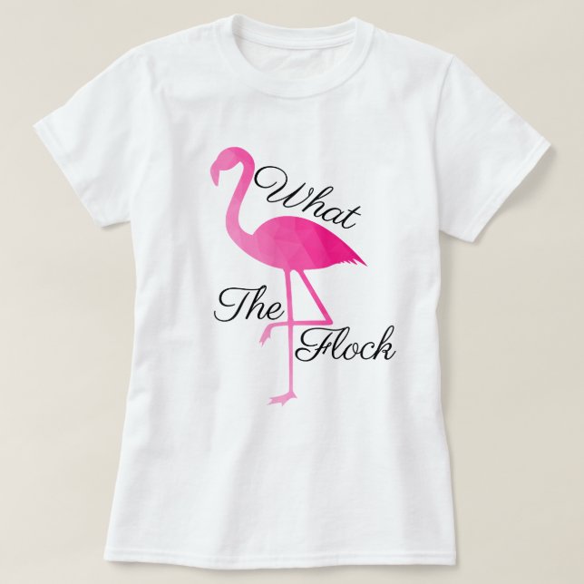 Camiseta Flamingo, rosa quente, ombre geométrica do que o b (Frente do Design)
