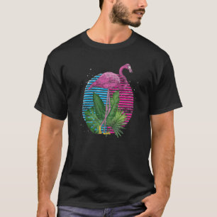 Camiseta Flamingo Rosa-Rosa, Pássaro Tropical, Exótico, Ret