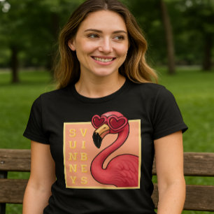 Camiseta Flamingo Rosa Vibrações Ensolaradas