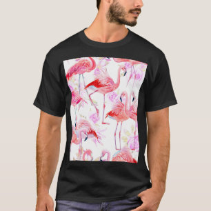 Camiseta Flamingo Rosa: Watercolor Bird Floral
