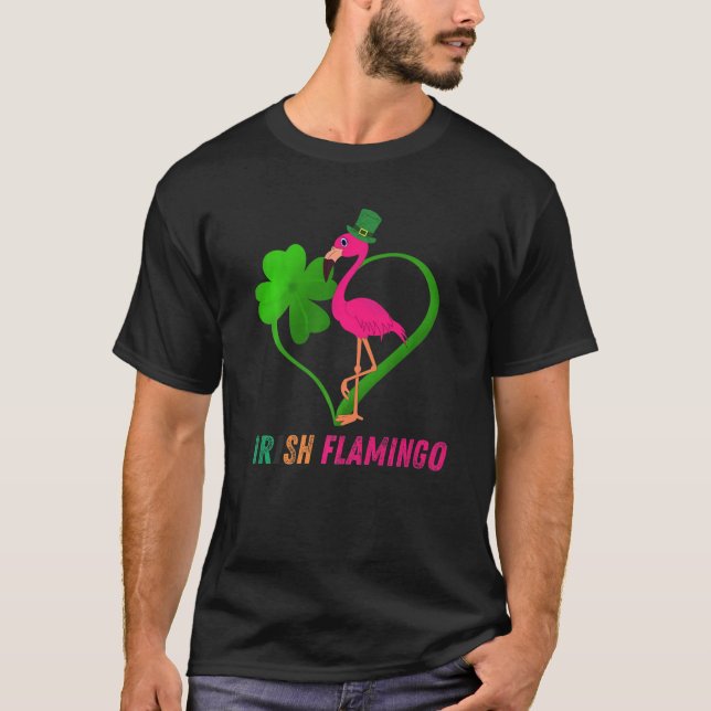 Camiseta Flamingo Rua Patrick S Day Funny St Pattys Day 201 (Frente)