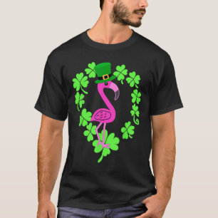 Camiseta Flamingo Shamrock Dia de São Patrício Animal