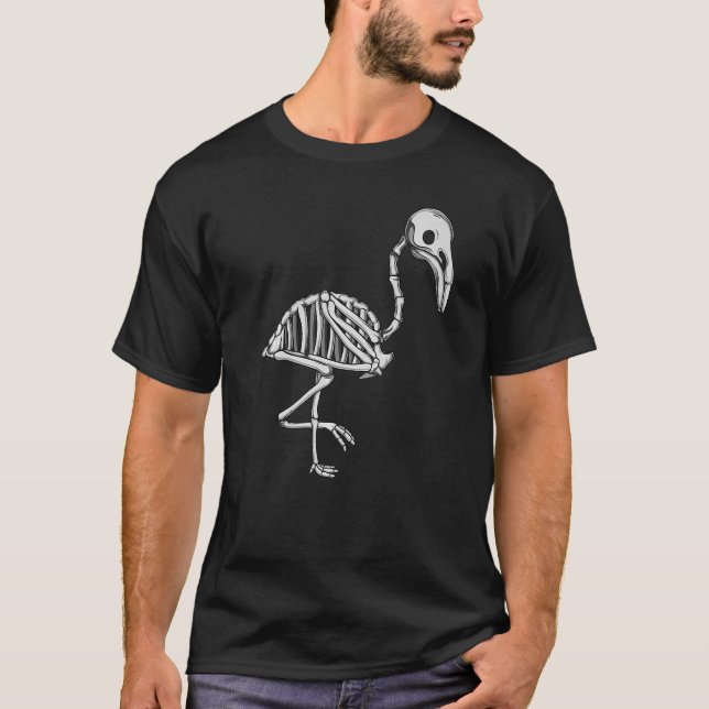 Camiseta Flamingo Skeleton Spooky, Uma fantasia assustadora (Frente)
