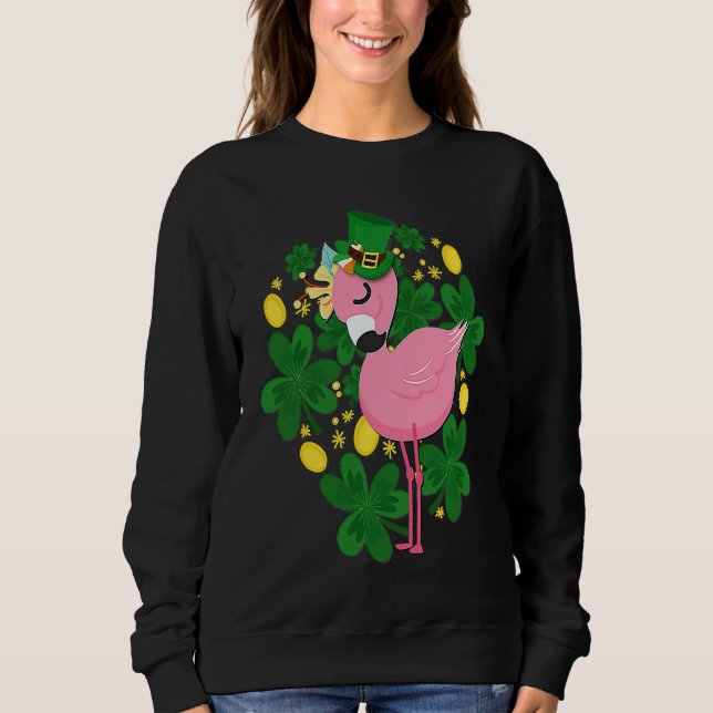 Camiseta Flamingo St Patrick Day Pink Bird (Frente)
