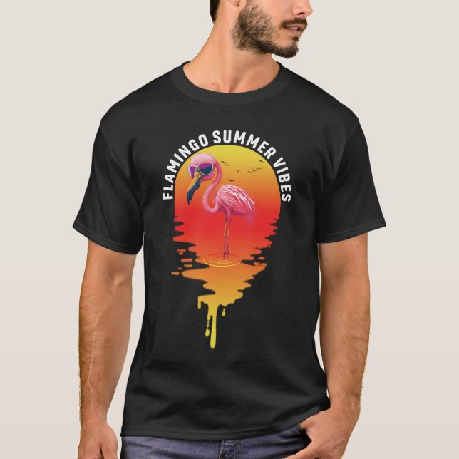 Camiseta Flamingo Summer, cor-de-rosa, vibra um presente fl (Frente)