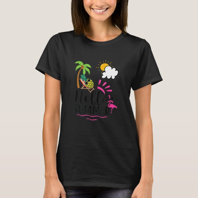 Camiseta Flamingo Summer Sunshine Pineapple Sunglass (Frente)