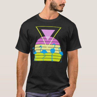 Camiseta Flamingo Sunset - Estilo Retroativo Gráfico