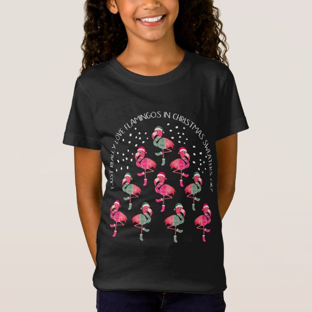 Camiseta Flamingo Sweater Árvore de Natal Engraçado Present (Frente)