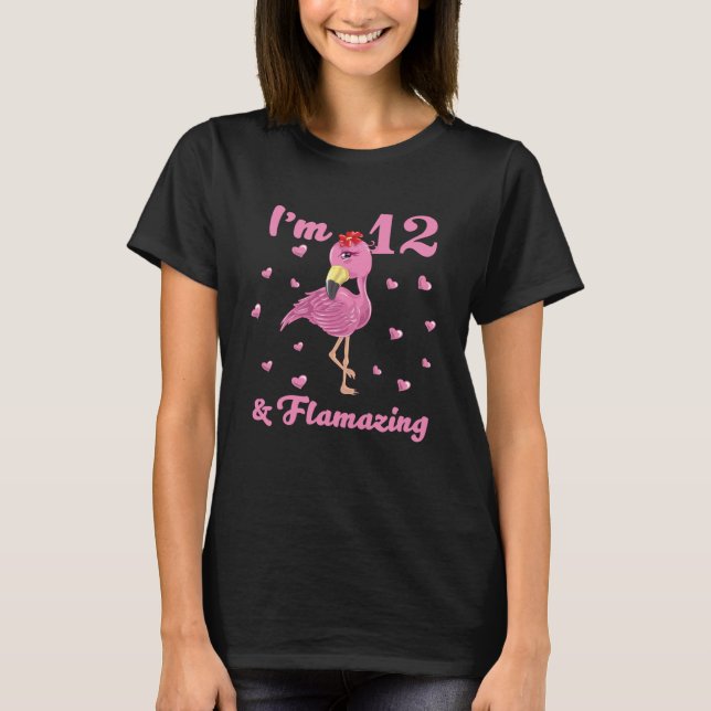 Camiseta Flamingo, tenho 12 anos, e Flamingo, 12 anos (Frente)