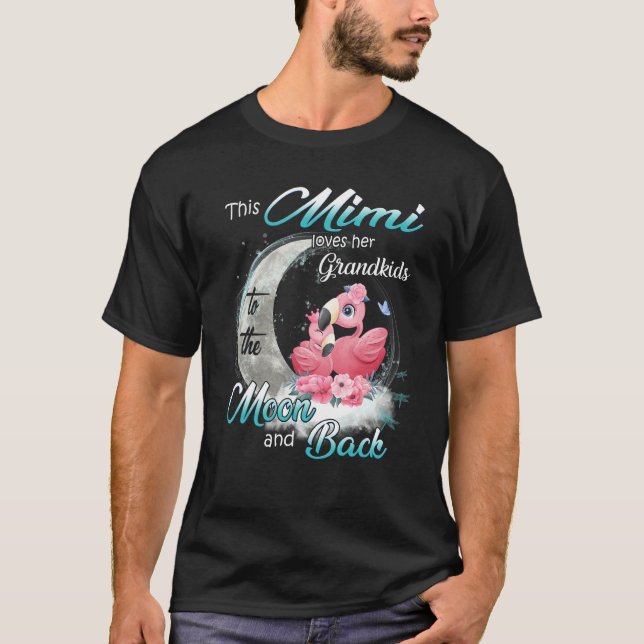Camiseta Flamingo This Mimi Loves Her Grandkids To The Moon (Frente)