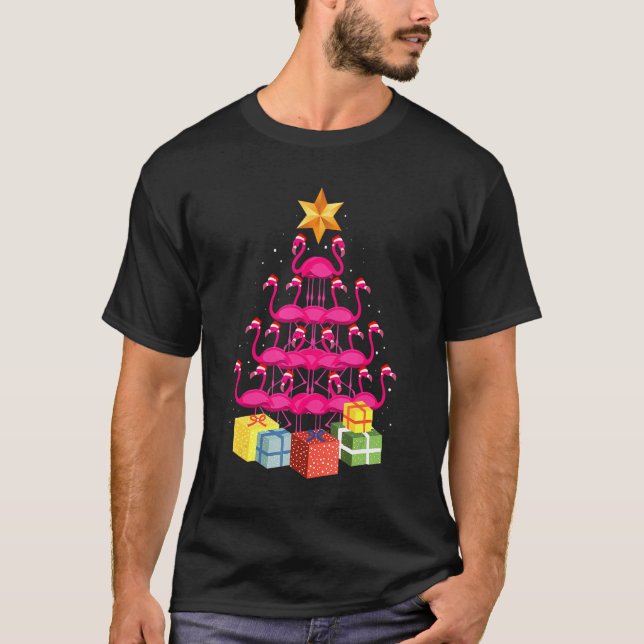 Camiseta Flamingo Tree Ugly Christmas (Frente)