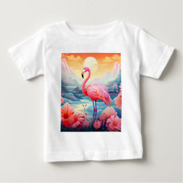 Camiseta Flamingo Tropical com Flores