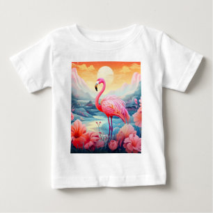 Camiseta Flamingo Tropical com Flores