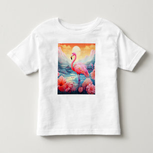 Camiseta Flamingo Tropical com Flores