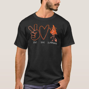 Camiseta Flamingo Tropical Peace Love Flamingoween Orange F