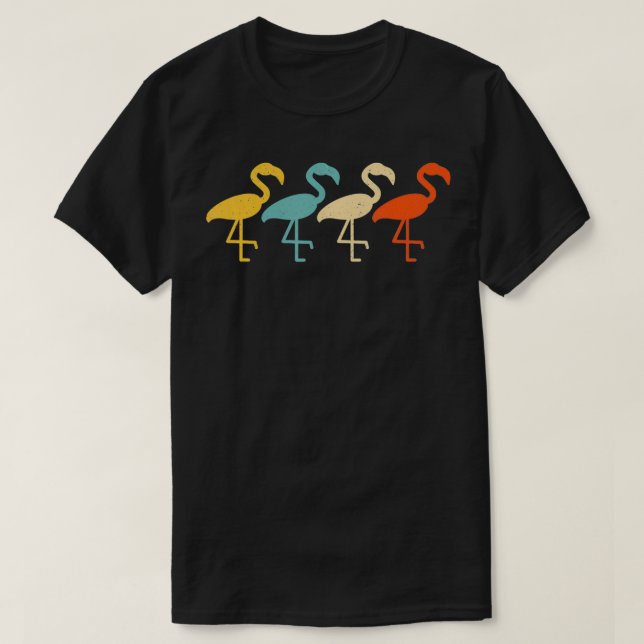 Camiseta Flamingo Vintage Retro Bird Wading 60 (Frente do Design)