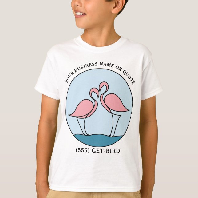 Camiseta Flamingo Your Business Logo Art Photo Quote Kid's (Frente)