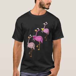 Camiseta Flamingos bebem mimosa álcool pássaro