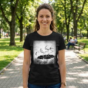 Camiseta Flamingos Black and White Watercolor