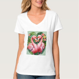 Camiseta flamingos colírios cor-de-rosa amor tropical camis
