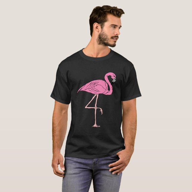 Camiseta Flamingos cor-de-rosa com textura dourada 3 (Frente Completa)