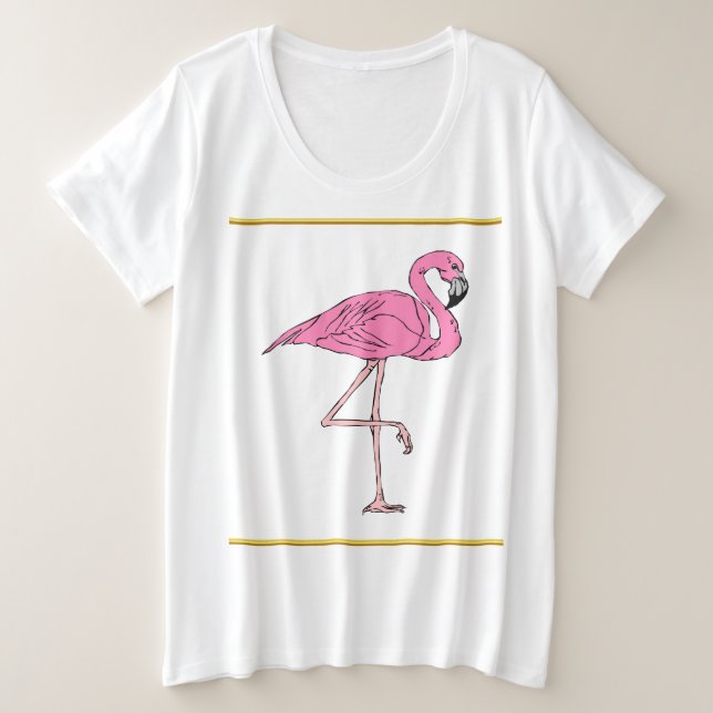 Camiseta Flamingos cor-de-rosa com textura dourada 3 (Frente do Design)