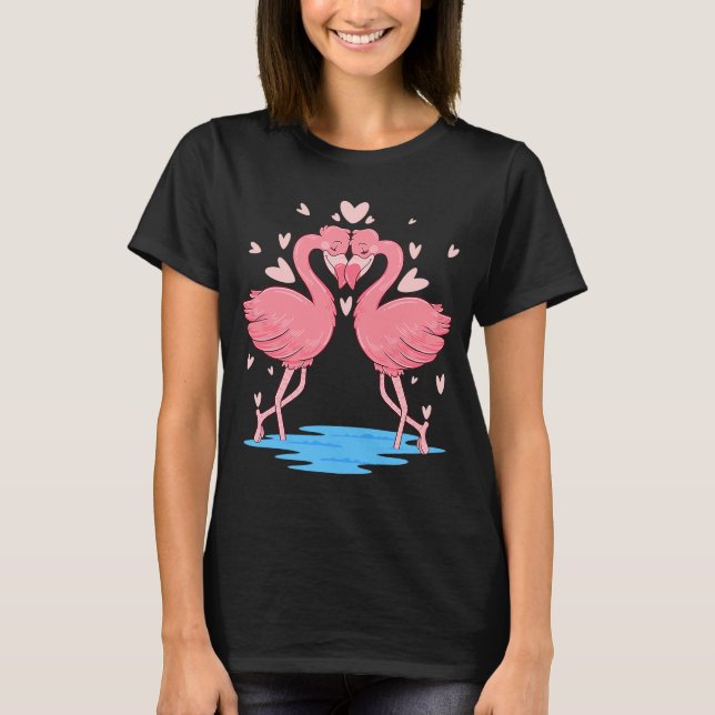 Camiseta Flamingos Dia de os namorados para Casal apaixonad (Frente)