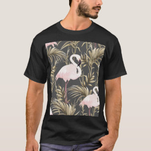 Camiseta Flamingos & Dourados: Elegância Tropical Rosa.